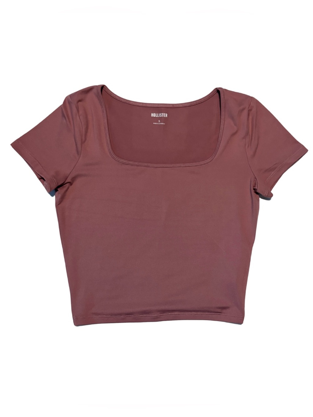 Hollister Mauve Basic Baby Knit Tee Crop Top